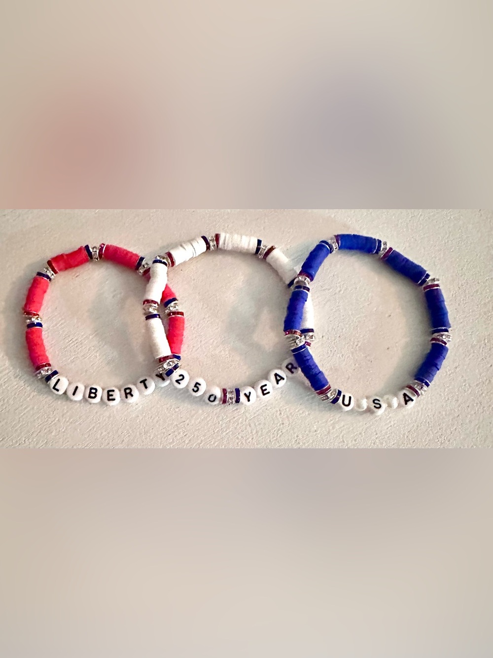 Beautiful Patriotic Red White Blue Handmade Beaded Bracelets! - Picture 6 of 6